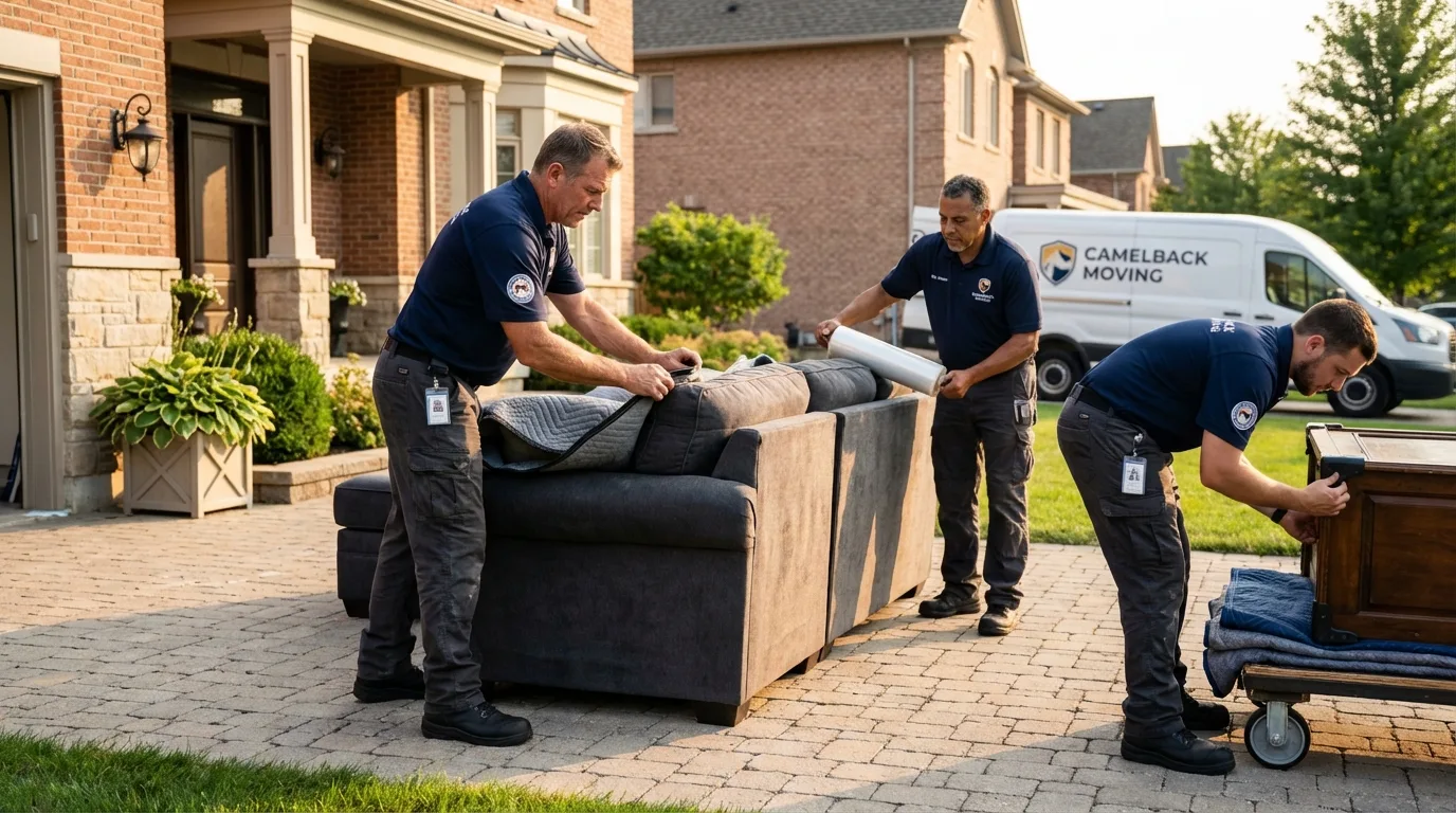 Large estate moving crew wrapping furniture in Barnesville, GA
