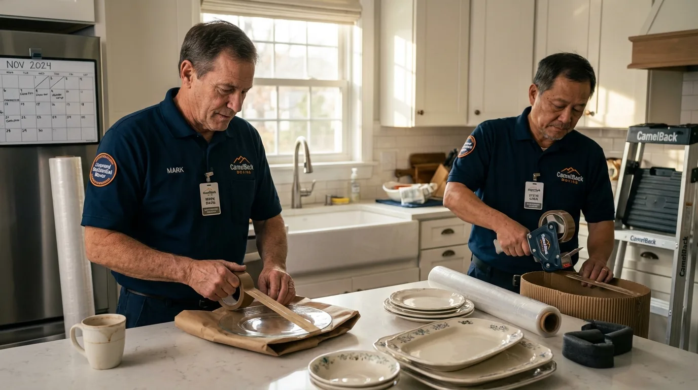 Professional crew packing kitchen dishware in Barnesville, GA